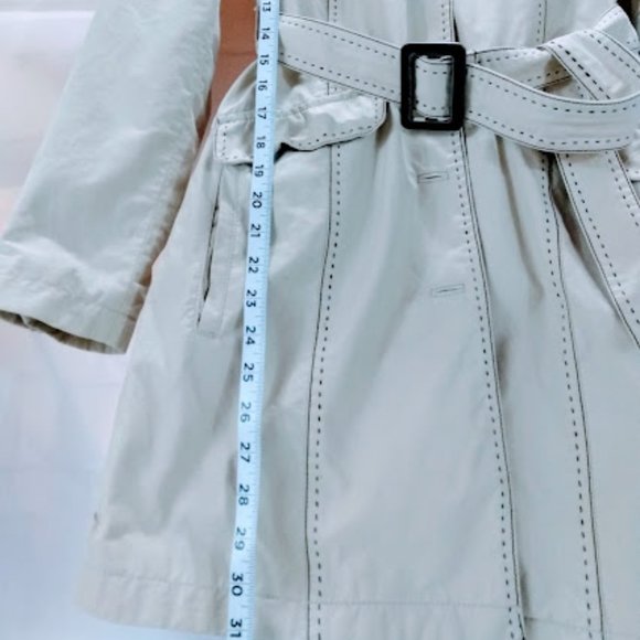 Eddie Bauer cream color coat with belt. - Picture 5 of 6